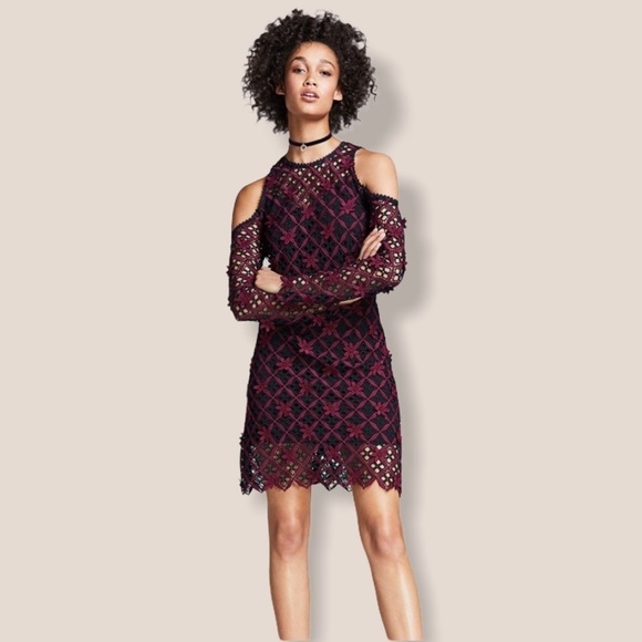 NWT Self-Portrait Floral Grid Cold Shoulder Dress 6 - Picture 1 of 13